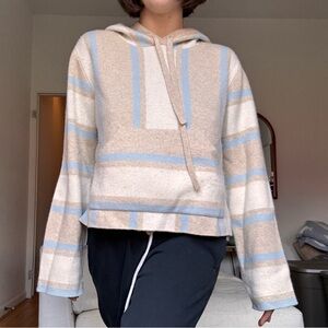 La ligne Beige and Blue Striped Baja Hoodie size small